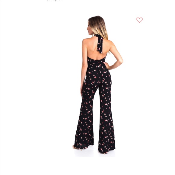 Flynn Skye Elaina dark bloom halter jumpsuit NWT - Picture 9 of 11